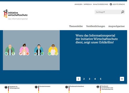 Screenshot der Webseite der Initiative Wirtschaftsschutz