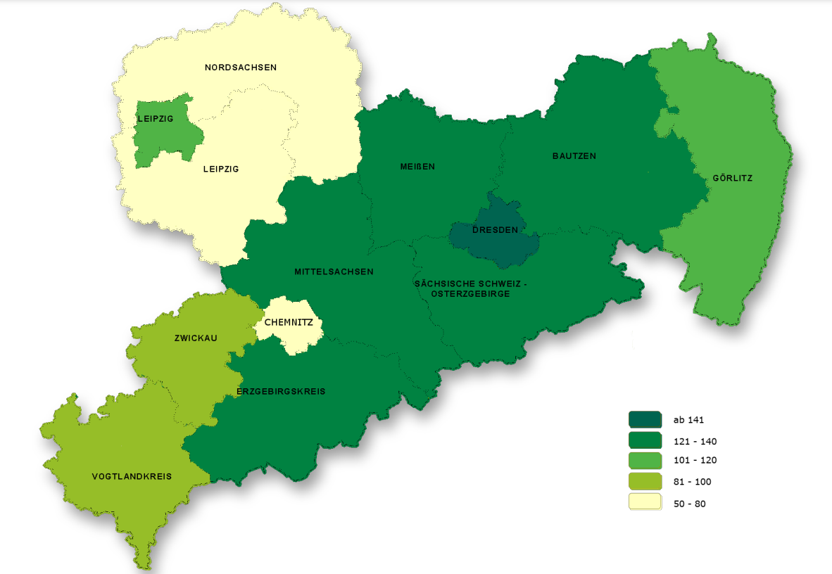 Grafik zur Verteilung der REICHSBÜRGER und SELBSTVERWALTER im Freistaat Sachsen