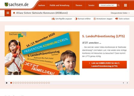 Screenshot der Webseite der Allianz Sichere Sächsische Kommunen 