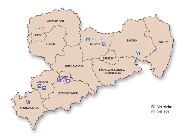 Karte Rechtsextremistische Vertriebsstrukturen im Freistaat Sachsen