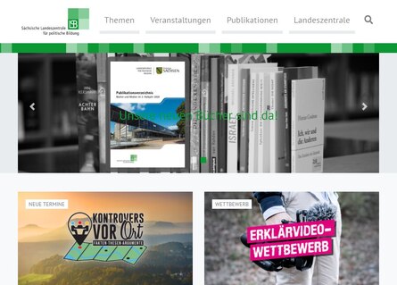 Screenshot der Webseite der Sächsische Landeszentrale für politische Bildung