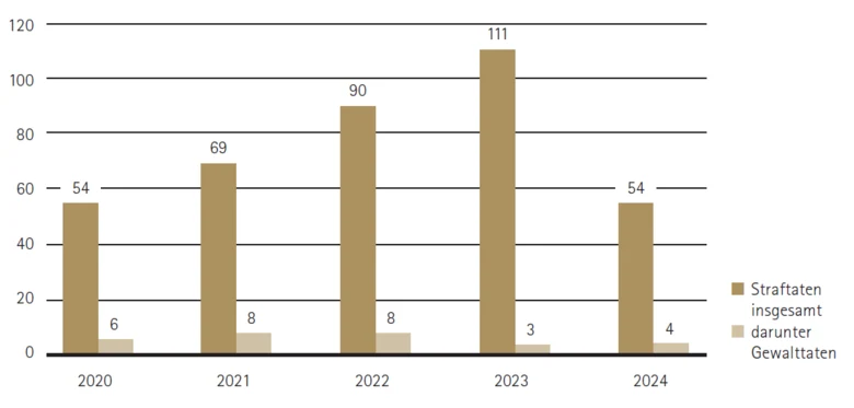 Diagramm Straftaten Reichsbürger und Selbstverwalter in 2024